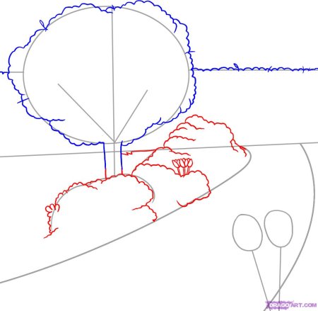 Рисунок сада карандашом поэтапно