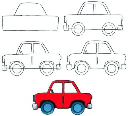 Рисунок автомобиля пошагово