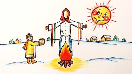 Масленица рисунок карандашом