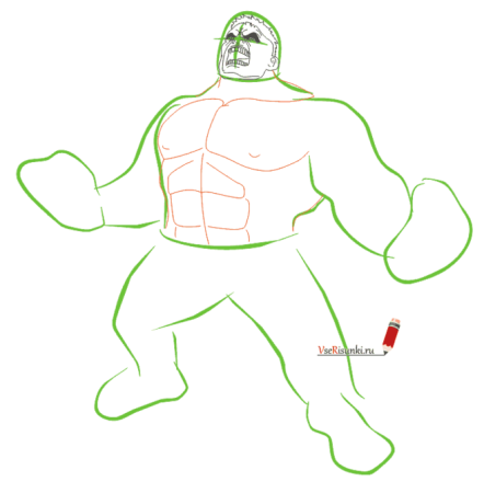 Пошаговый рисунок Халка