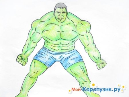 Халк цветным карандашом