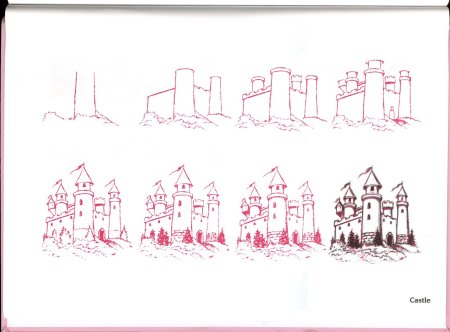 Поэтапное рисование замка