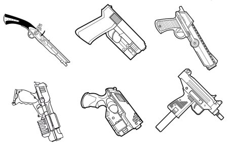 Пошаговое рисование пистолета