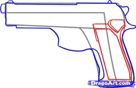 Поэтапное рисование оружия карандашом