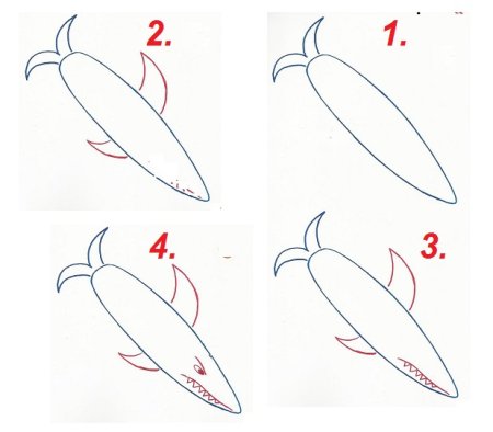 Нарисовать акулу карандашом пошагово для начинающих пошагово