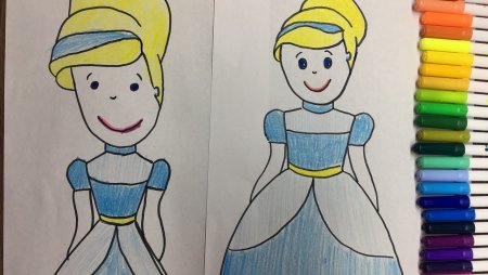 Золушка рисунок для детей легкие