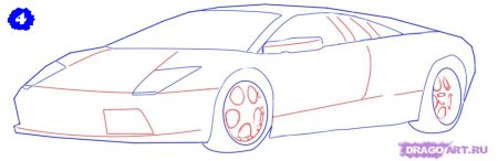 Поэтапное рисование гоночной машины Ламборгини
