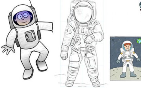Космонавт рисунок для детей простой