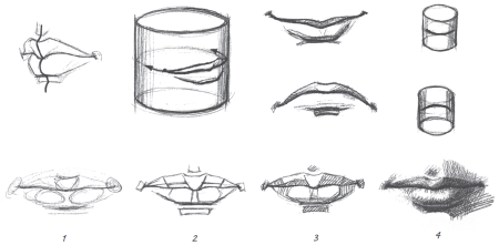 Поэтапное рисование губ