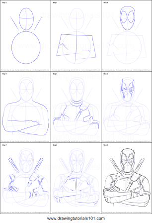 Пошаговое рисунки Дэдпул