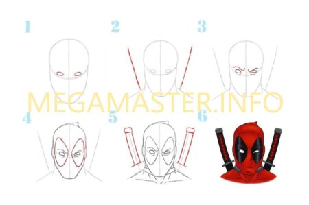 Поэтапный рисунок Дэдпула