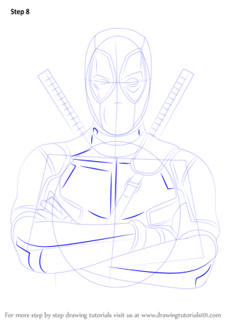 Поэтапный рисунок Дэдпула