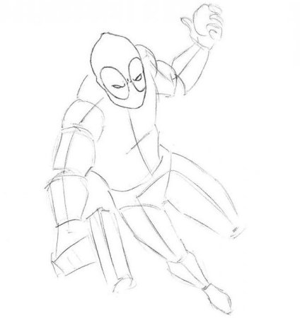 Рисунок Дэдпула поэтапно