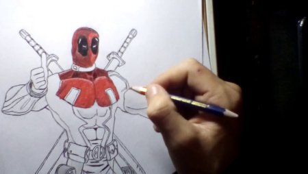 Дэдпул нарисовать карандашом поэтапно