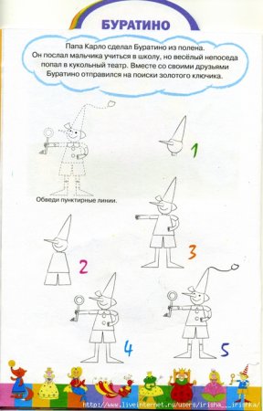 Буратино рисунок легкий