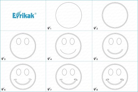 Пошаговое рисование смайликов