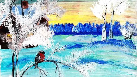 Рисование зимний пейзаж