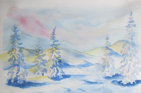 Радуга красок рисуем зимний пейзаж