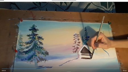 Рисование зимний пейзаж