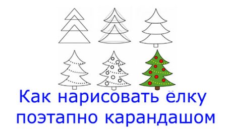 Поэтапное рисование елочки