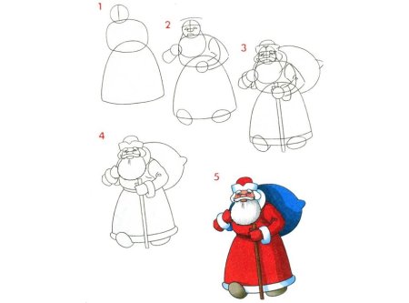 Поэтапный рисунок новый год