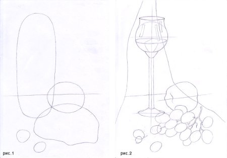 Этапы рисования натюрморта