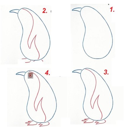 Пингвин пошаговое рисование