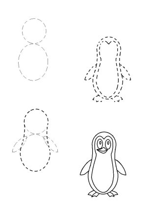 Этапы рисования пингвина для детей