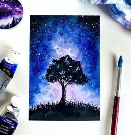 Этапы рисования пейзажа гуашью