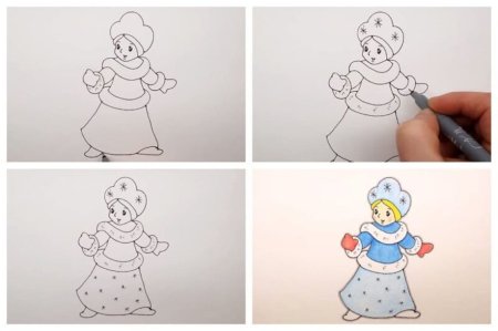 Пошаговый рисунок Снегурочки