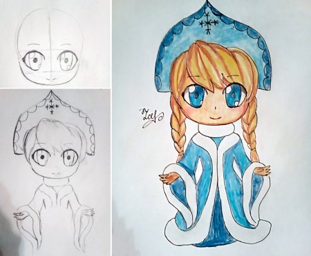 Снегурочка рисунок карандашом