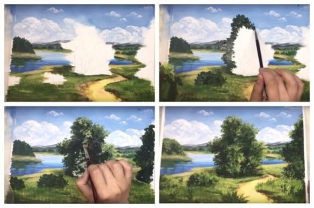 Поэтапное изображение пейзажа