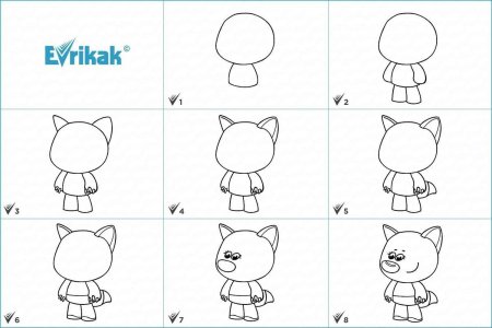 Поэтапный рисунок котенка для детей