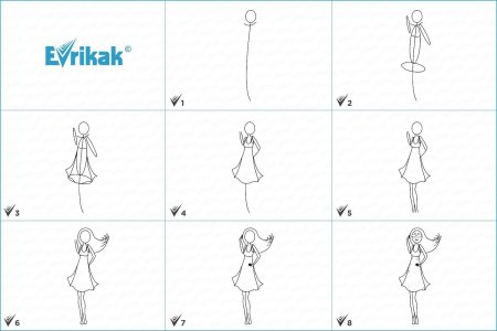 Поэтапный рисунок девушки