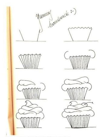 Поэтапное рисование торта для детей