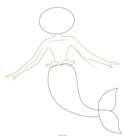 Поэтапное рисование русалки