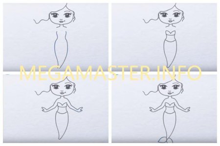 Пошаговое рисование русалки