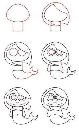 Поэтапное рисование русалки