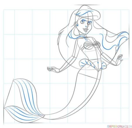 Поэтапное рисование русалки