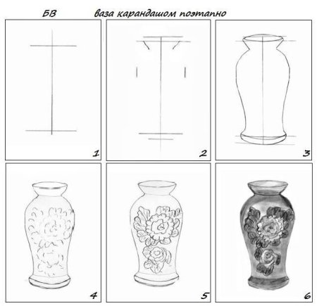 Этапы рисования вазы
