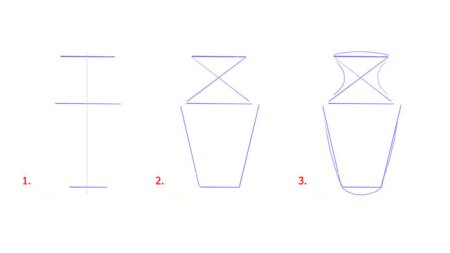 Ваза с цветами рисунок пошагово