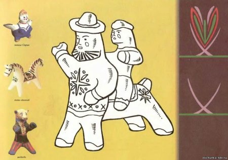 Каргопольская глиняная игрушка Полкан рисунок