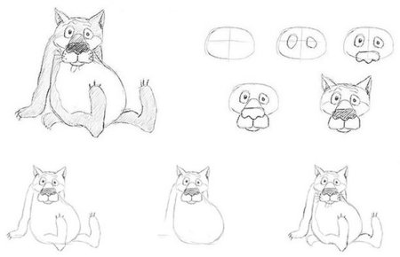 Схема рисования аниме-Волков