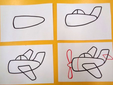 Поэтапное рисование самолета истребителя