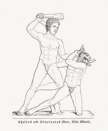Сражение Тесея с минотавром рисунок
