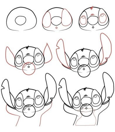 Стич поэтапное рисование