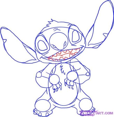 Поэтапное рисование Стича легко