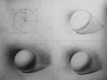 Поэтапное рисование шара