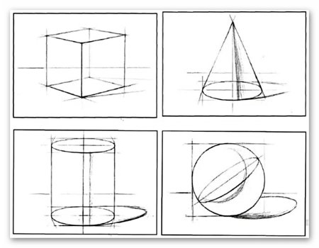Рисунок Куба в перспективе