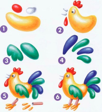 Лепка петушок с семьей Комарова